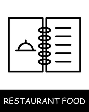 Naklejki Restaurant dish, menu icon. Carte, gourmet craftsmanship, culinary creativity, simplicity, silhouette, snack, gourmet food. Delicious, unusual food concept.