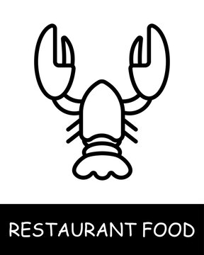 Naklejki Restaurant dish, crab icon. Crustacean, gourmet craftsmanship, culinary creativity, simplicity, silhouette, snack, gourmet food. Delicious, unusual food concept.