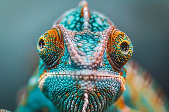 Close up of a veiled chameleon. Furcifer pardalis
