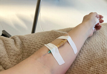 IV in a vein on the arm. World Cancer Day. World Day of the Sick. Rare Disease Day. National Doctor's Day.