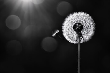 Dandelion Dream A Single Flower in a Field of Blurred Stars Generative AI