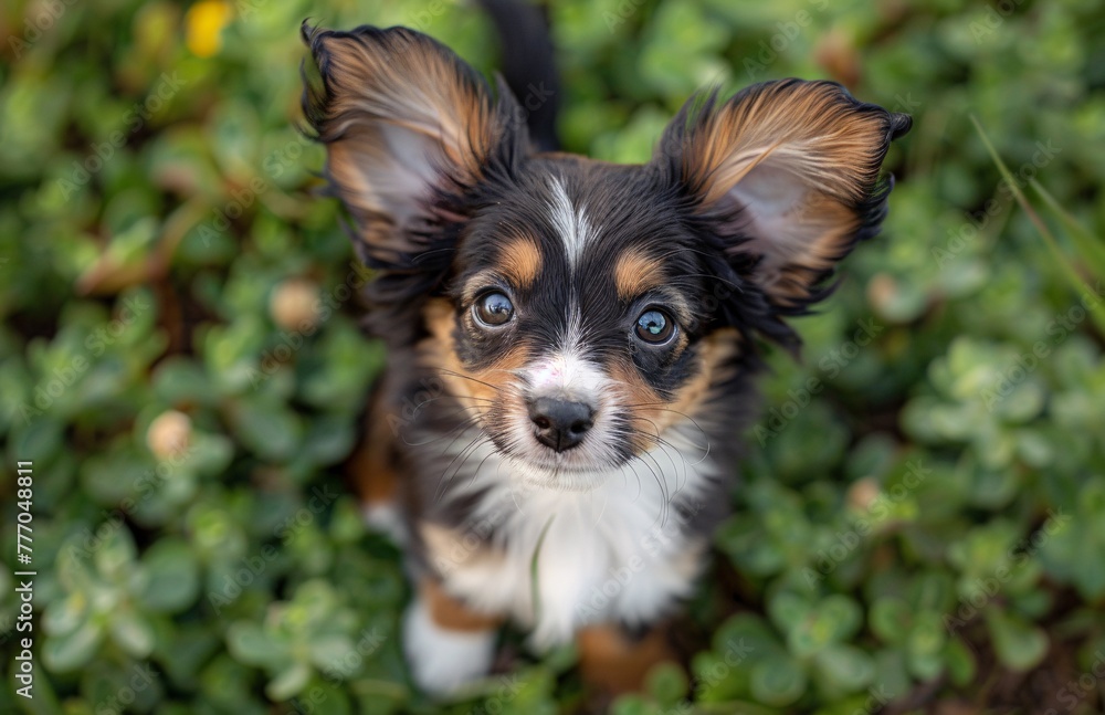 Poster puppy's ears flutter in the wild generative ai
