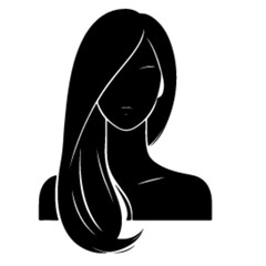 minimalist Fashion woman with straight long shiny hair. Beauty and hair care vector black color silhouette, Black color silhouette png white background new-05