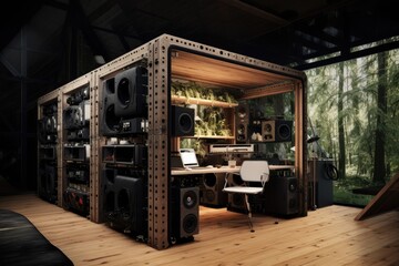 A recording studio, A modular, transportable concept for a recording studio, AI generated - obrazy, fototapety, plakaty