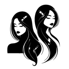 minimalist Fashion woman with straight long shiny hair. Beauty and hair care vector black color silhouette, Black color silhouette png white background new-47