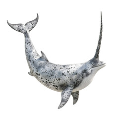 narwhal in motion isolated white background