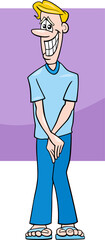 surprised or ashamed cartoon young man comic character