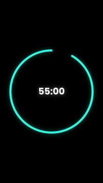 interval timer box one - minute the final countdown | white numbers, circle control on the dark background | vertica format | 4k video resolution