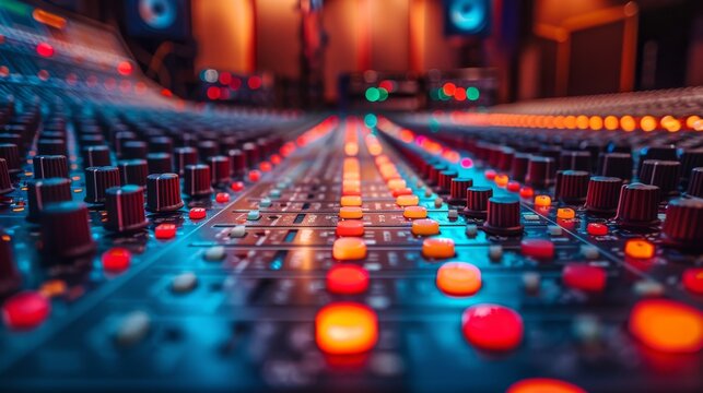 Music Studios: Showcase the behind-the-scenes of music production in recording studios, including mixing boards, microphones, and soundproof rooms