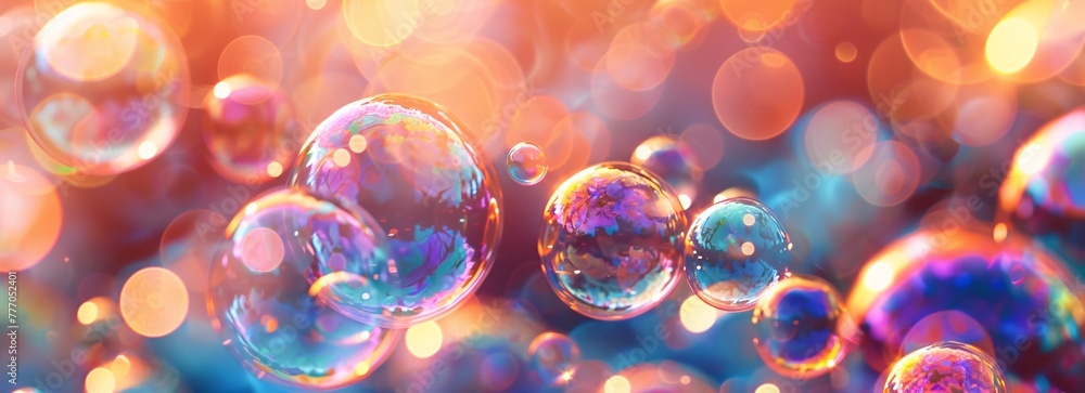 Poster bubbles of imagination a vibrant and colorful display of bubbles generative ai