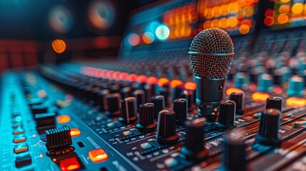 Music Studios: Showcase the behind-the-scenes of music production in recording studios, including mixing boards, microphones, and soundproof rooms