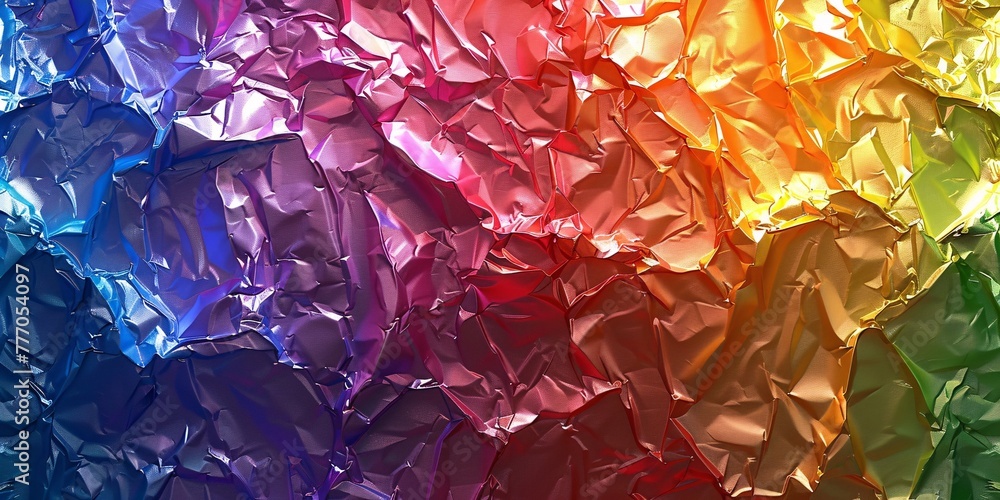 Poster vibrant crumpled a colorful exploration of the art of paper crumpling generative ai