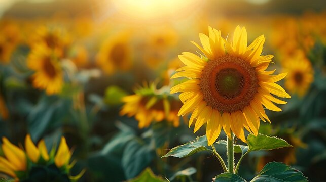 Sunflower in a Field of Sunflowers Generative AI