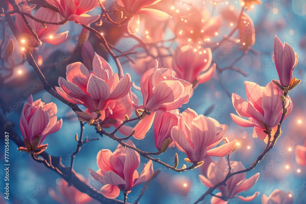 Poster blossoming dreams a serene spring scene generative ai