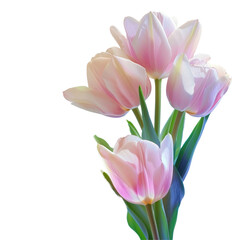 Three pink flowers in vase on Transparent Background