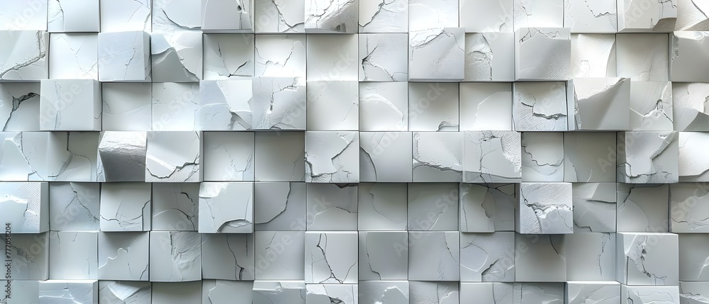 Poster textured white wall with grid pattern of squares in varying sizes. concept texture, white wall, grid