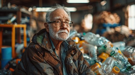Obraz premium A homeless old man or elderly person with a wrinkled face The beggar looked up at his dream, hoping for a good future.