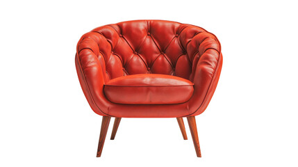 Elegant red leather chair with a tufted design and vintage style,ai generated