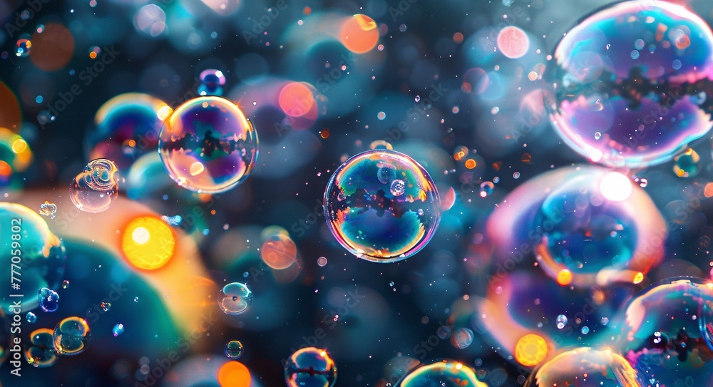 Poster bubbles of color a vibrant and playful display of bubbles in a colorful and vibrant background. gene