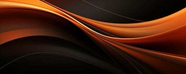 Black and Orange Wavy Abstract Panorama. Generative AI