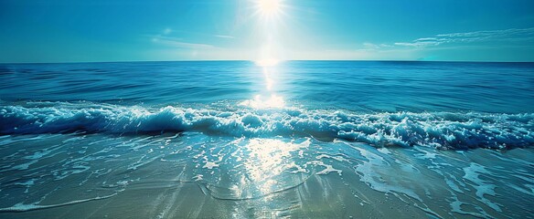Serene Ocean Horizon A Tranquil Beach Scene Generative AI