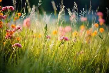 The image of nature, herbs, flowers. The concept of spring. Screensaver, wallpaper.