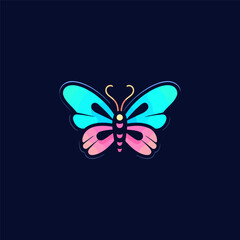 Cute butterfly logo design vector illustration template