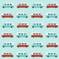 Seamless pattern with camper vans.