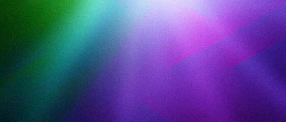 Abstract geometric patterns on grainy ultra wide pixel purple neon blue green backdrop. Perfect for design, banners, and wallpapers. Vintage style