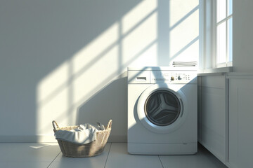 Washing machine, washer, laundry and bathroom. Wash, household, housekeeping and menage - obrazy, fototapety, plakaty