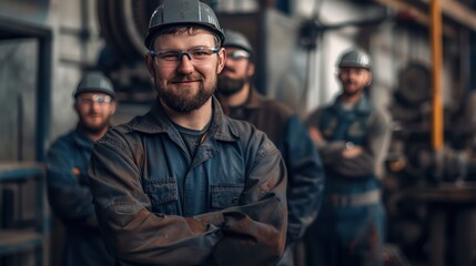 Fototapeta premium A Portrait of a mechanical production team full of quality skills in maintenance and training of industrial workers.