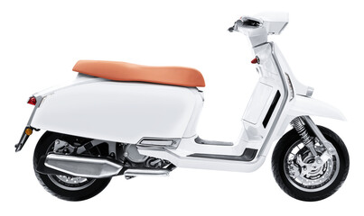 Side view white retro scooter