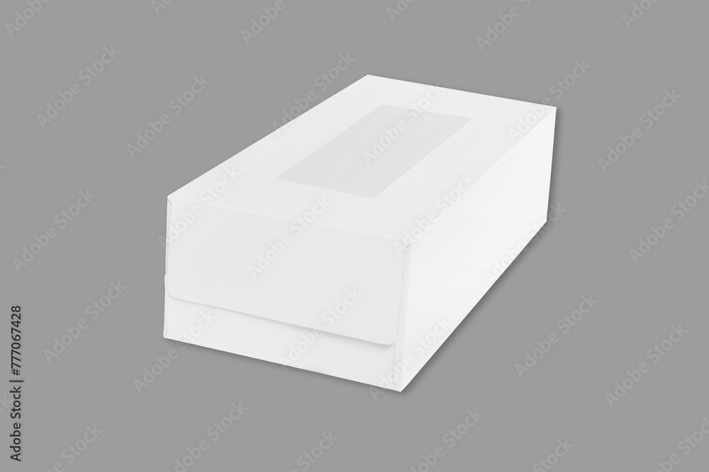 Poster opened and closed tissue box mock up isolated on a gray background. 3d rendering.