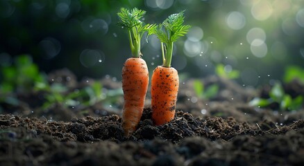 Nature's Gift The Growth of Carrots Generative AI - obrazy, fototapety, plakaty