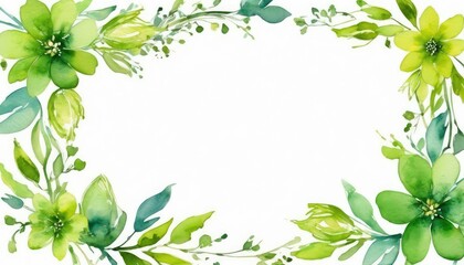 Fototapeta premium Immerse yourself in nature with our watercolor green floral frame mockup