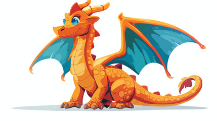 Cartoon dragon posing isolated on white background 