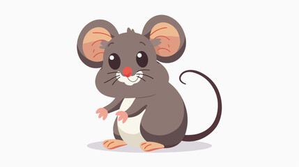 Cartoon funny mouse flat vector isolated on white background