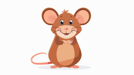 Cartoon funny mouse flat vector isolated on white background