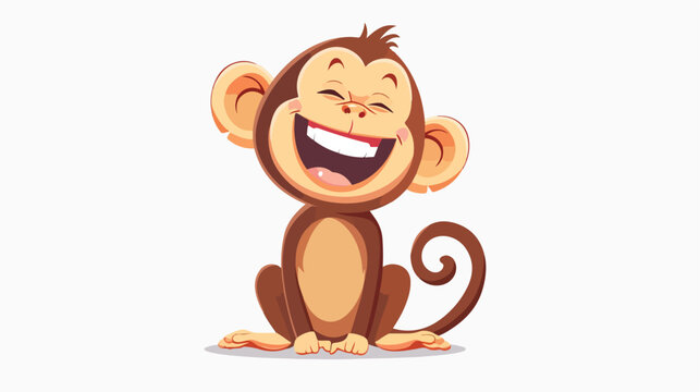 Cartoon funny monkey cartoon laughing flat vector isolated