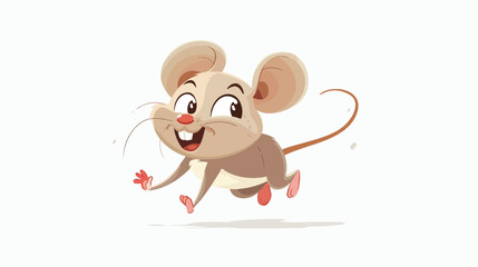 Cartoon funny mouse jumping flat vector isolated on white