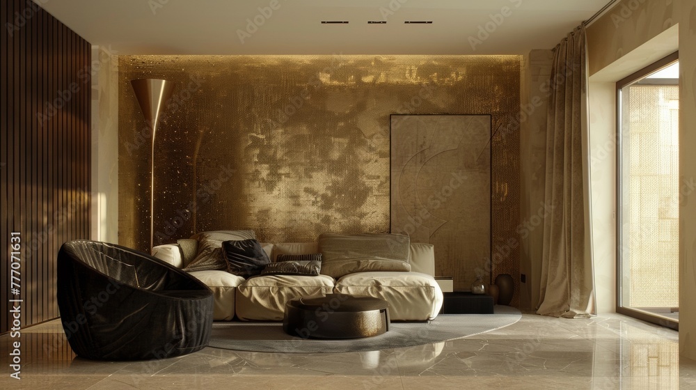Aufkleber the monochromatic color scheme of the room is brought to life by a striking feature wall adorned wit