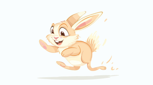 Cartoon happy bunny jumping isolated on white background