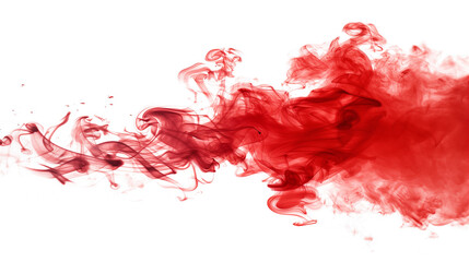 Red smoke isolated on white background