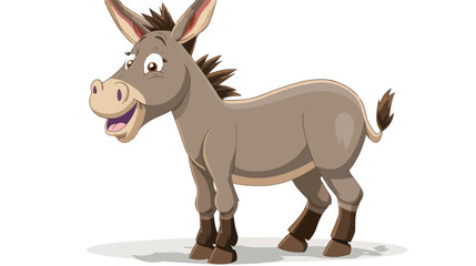 Cartoon happy donkey isolated on white background flat