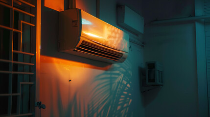 air conditioning in a dimly lit room - obrazy, fototapety, plakaty