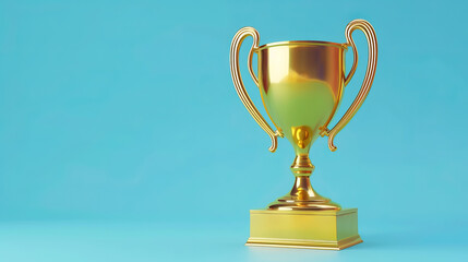  gold trophy cup isolated on blue background
