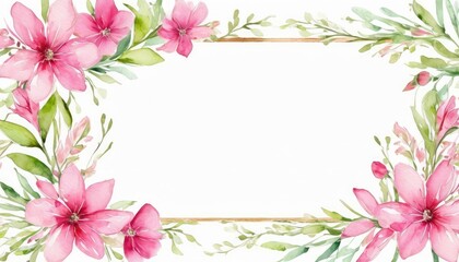Obraz na płótnie Canvas Embrace elegance with our watercolor pink floral frame mockup. Soft petals form a delicate border, perfect for showcasing your content