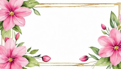 Embrace elegance with our watercolor pink floral frame mockup. Soft petals form a delicate border, perfect for showcasing your content