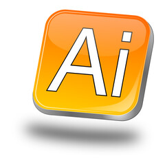 Ai button - Artificial Intelligence - 3D illustration