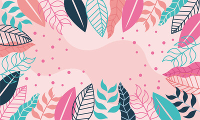 Flat abstract floral leaves background
